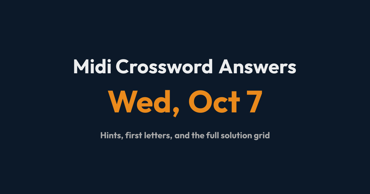 Midi Crossword Hints & Answers - Wednesday, October 7, 2026